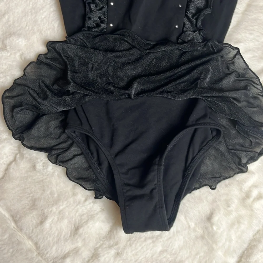 Little Girl Dance Leotard Black Soft Stretchy Size 4/5 - Picture 7 of 7